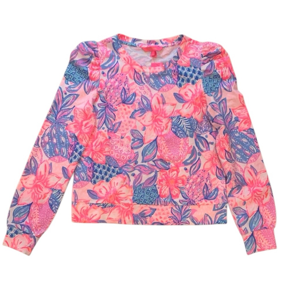 New Lilly Pulitzer Jansen Long Sleeve Sweatshirt Pink Isle Snappy Turtle
